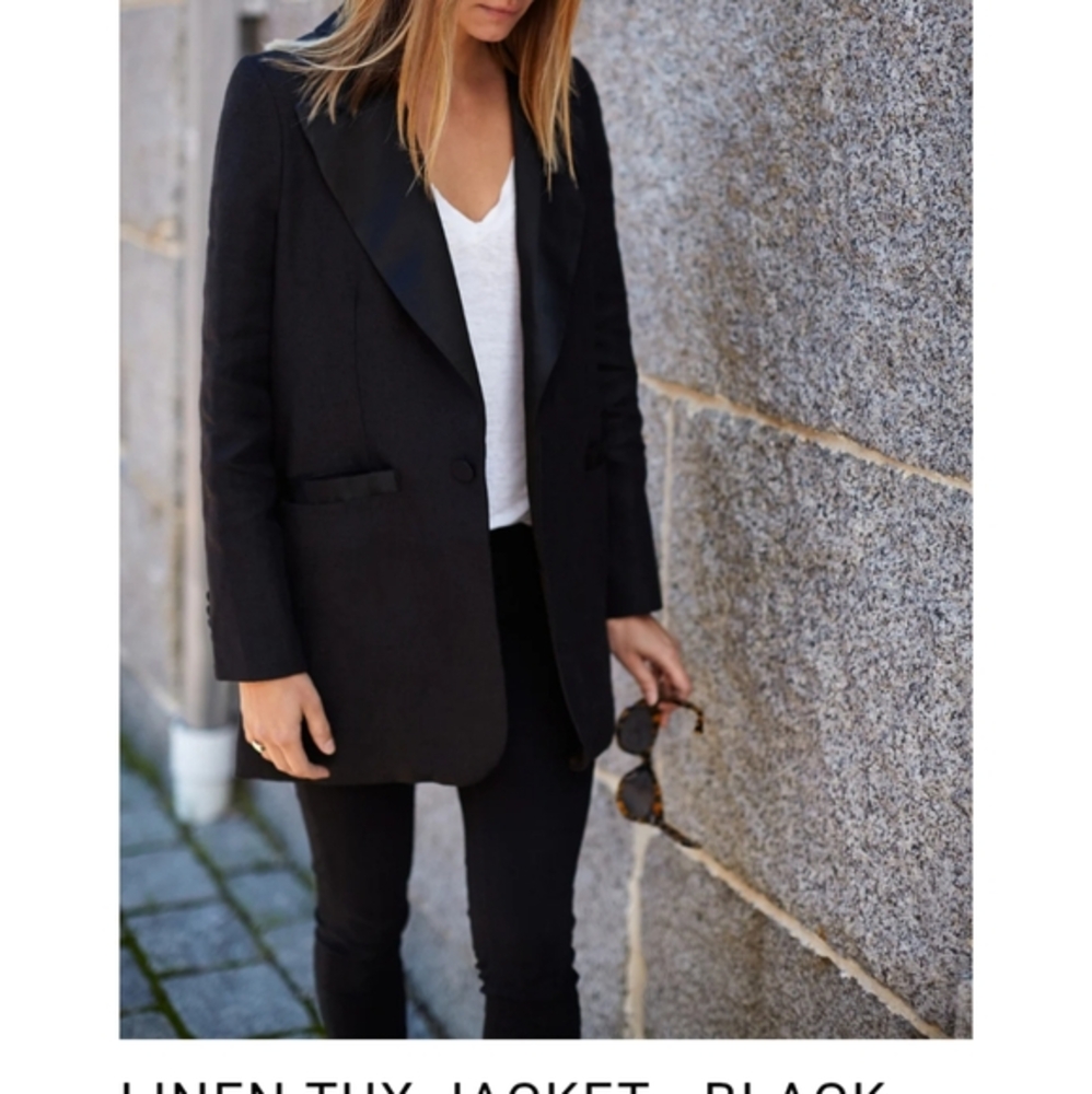Emerson Fry Midnight Black Linen Blazer